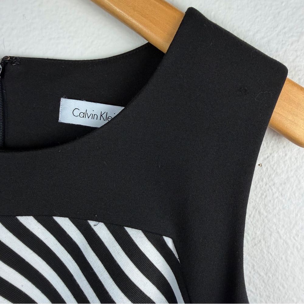 Calvin Klein Black & White Chevron Striped Sheath Dress Size 8 - Picture 5 of 12